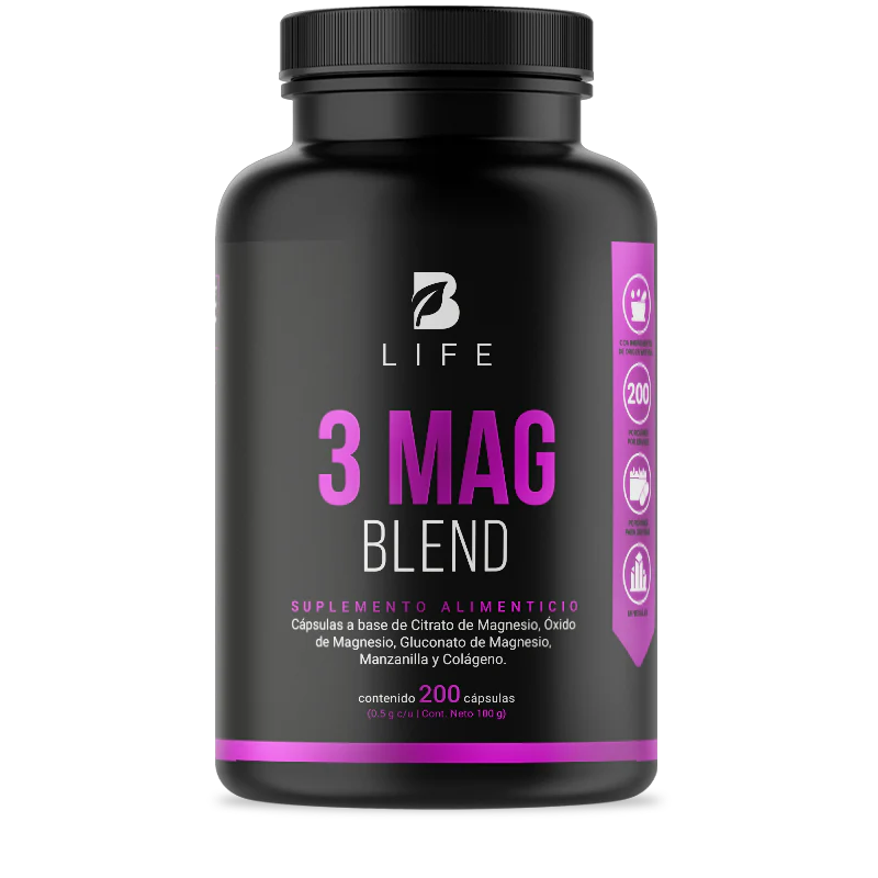 [BLN3MAGAMZ] B Life: 3 Mag Blend | Mezcla de Citrato, Óxido y Gluconato de Magnesio 220 Cápsulas Versión Amazon A-A25 (A)
