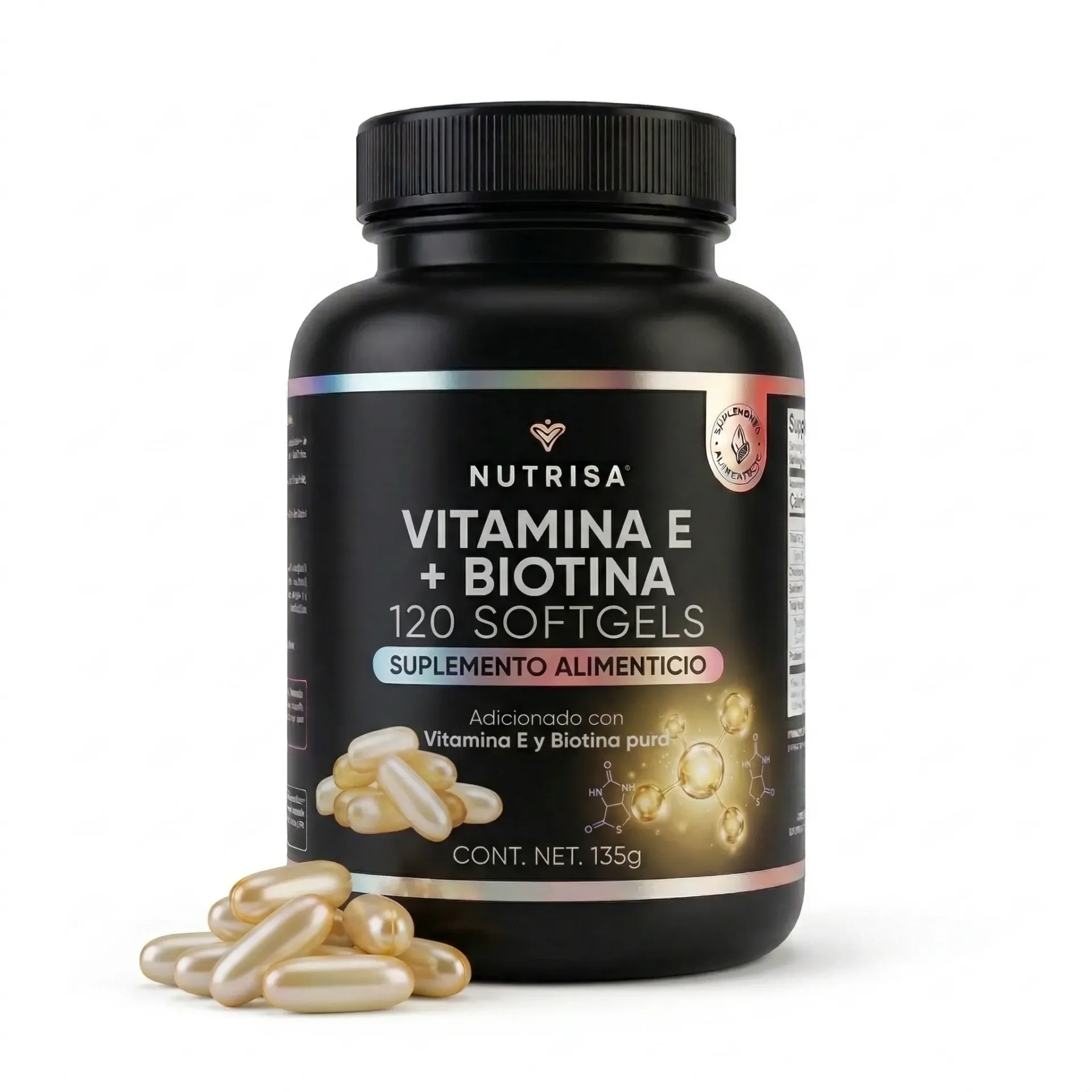 Nutrisa: Vitamina E + Biotina 120 Softgels